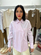 Camicia asimmetrica fondo rosa