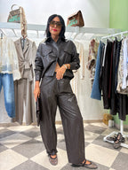 Pantalone effetto pelle testa di moro