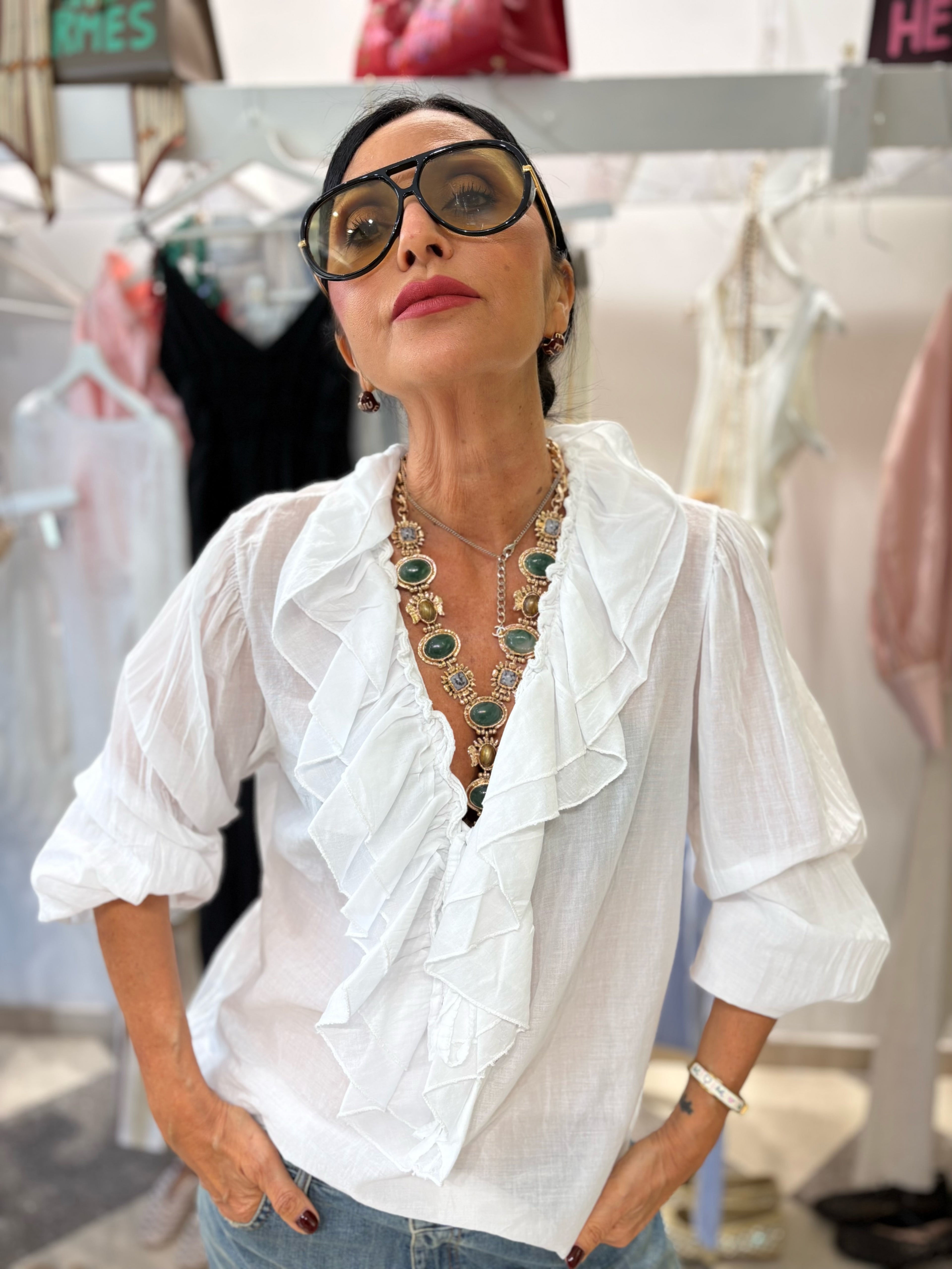 Camicia romantic touches bianca