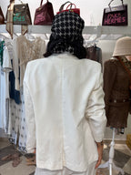 Blazer in misto lino bianco