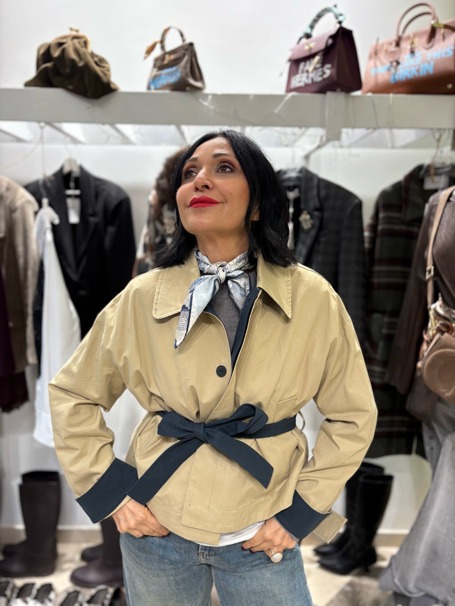 Trench cropped bicolor