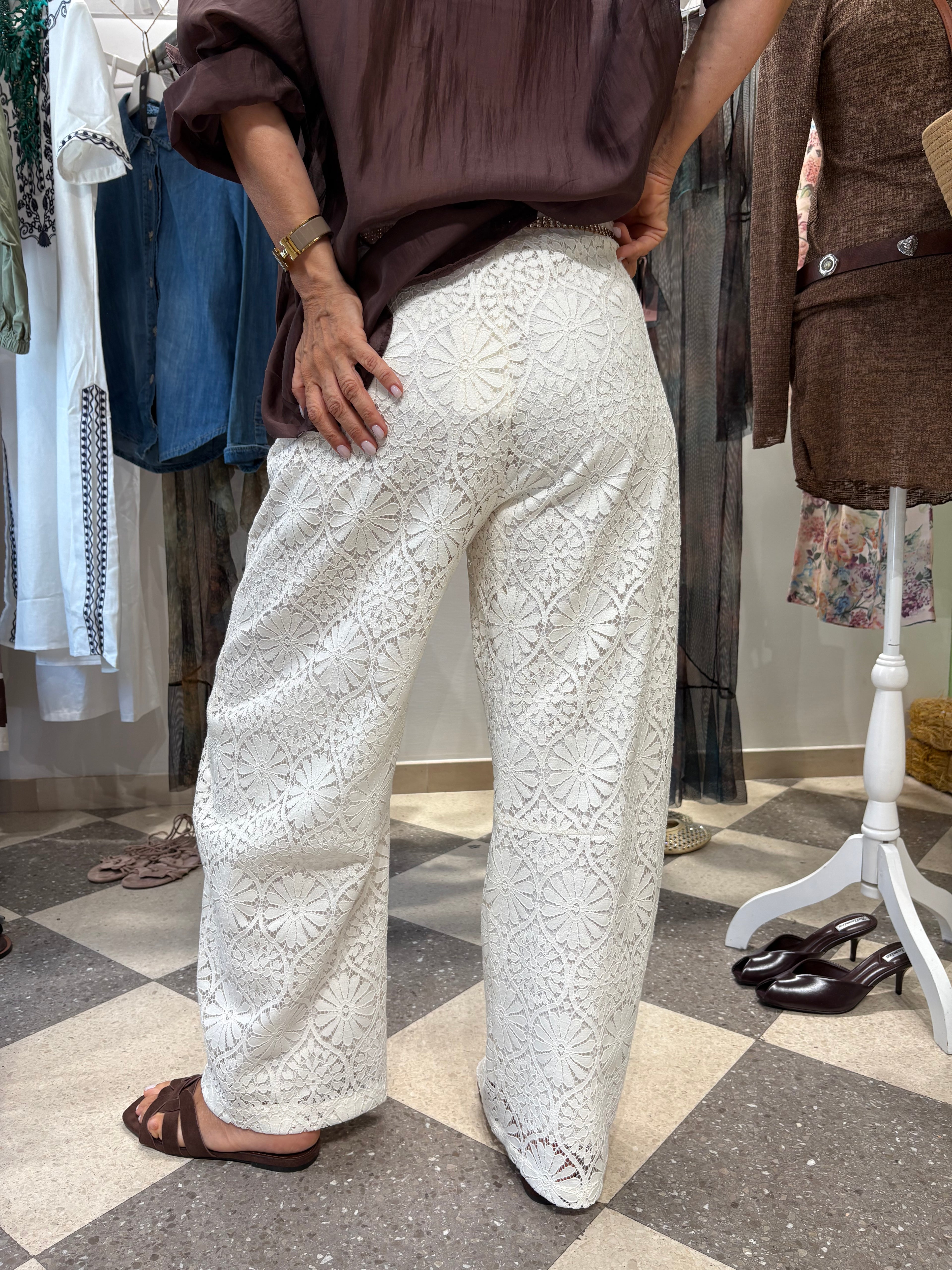 Pantalone barrel pizzo