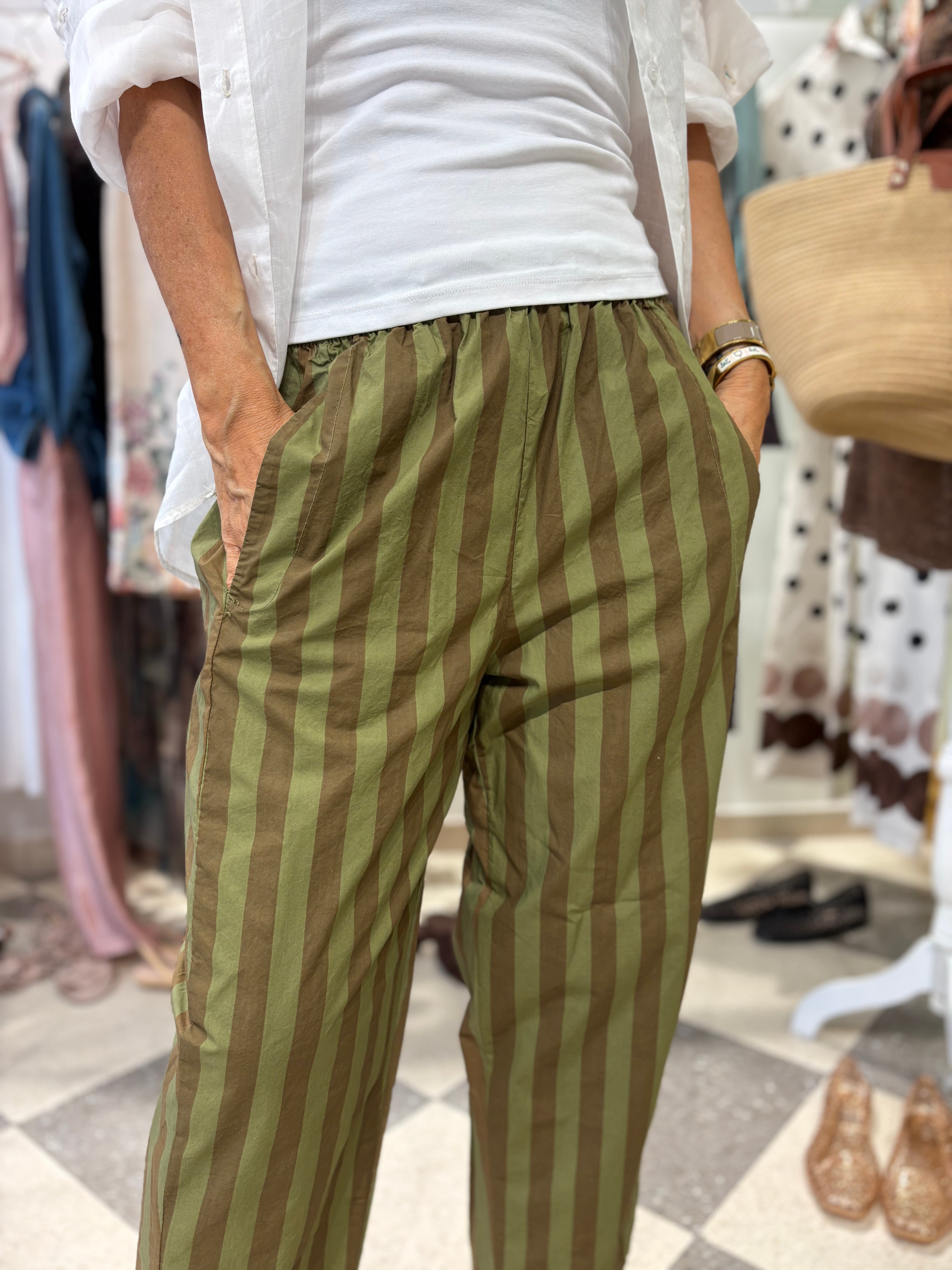 Pantalone in cotone con elastico in vita