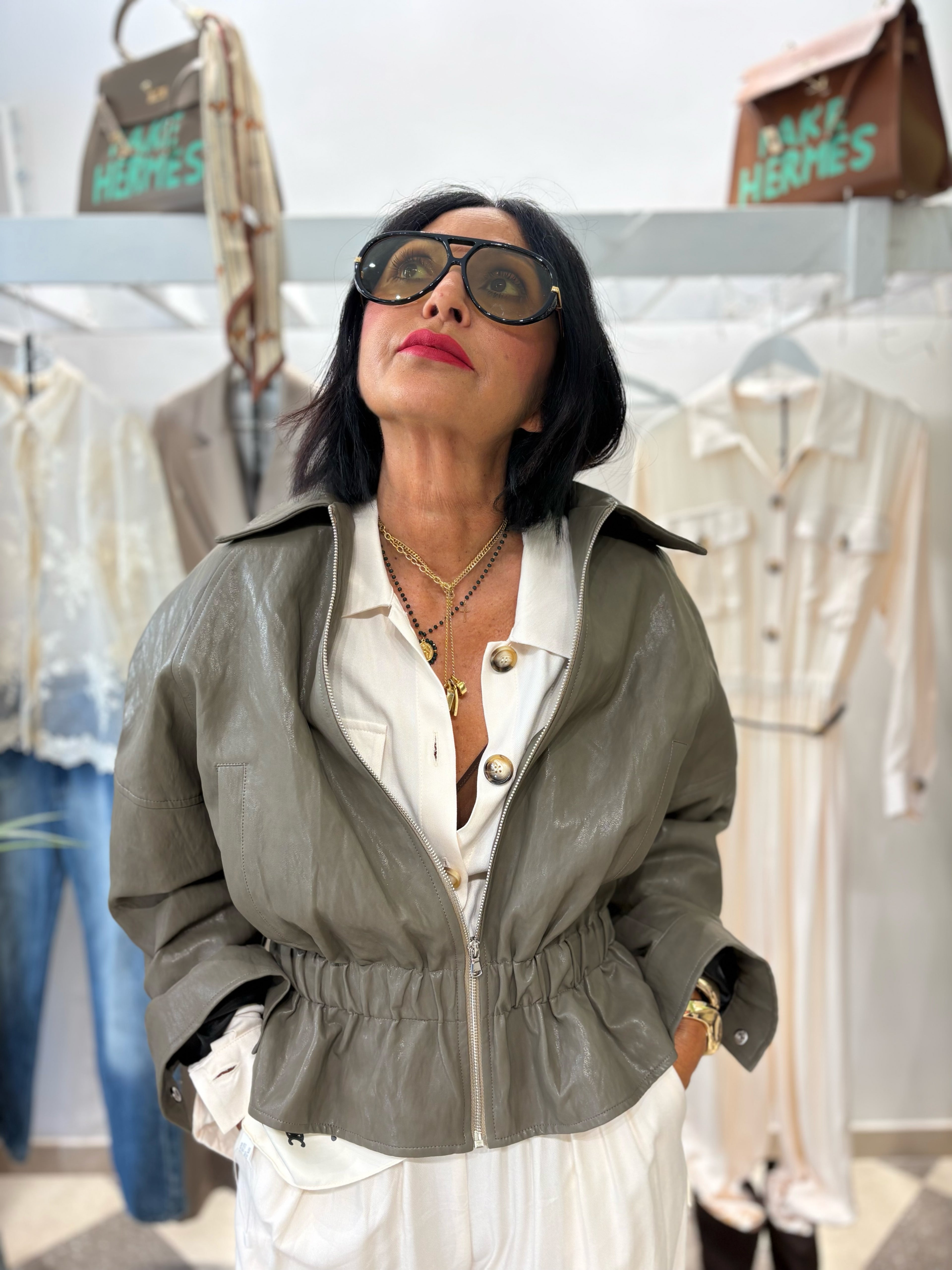 Bomber ecopelle effetto vintage