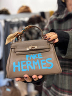 Mini borsa in ecopelle dipinta a mano – “Fake Hermès