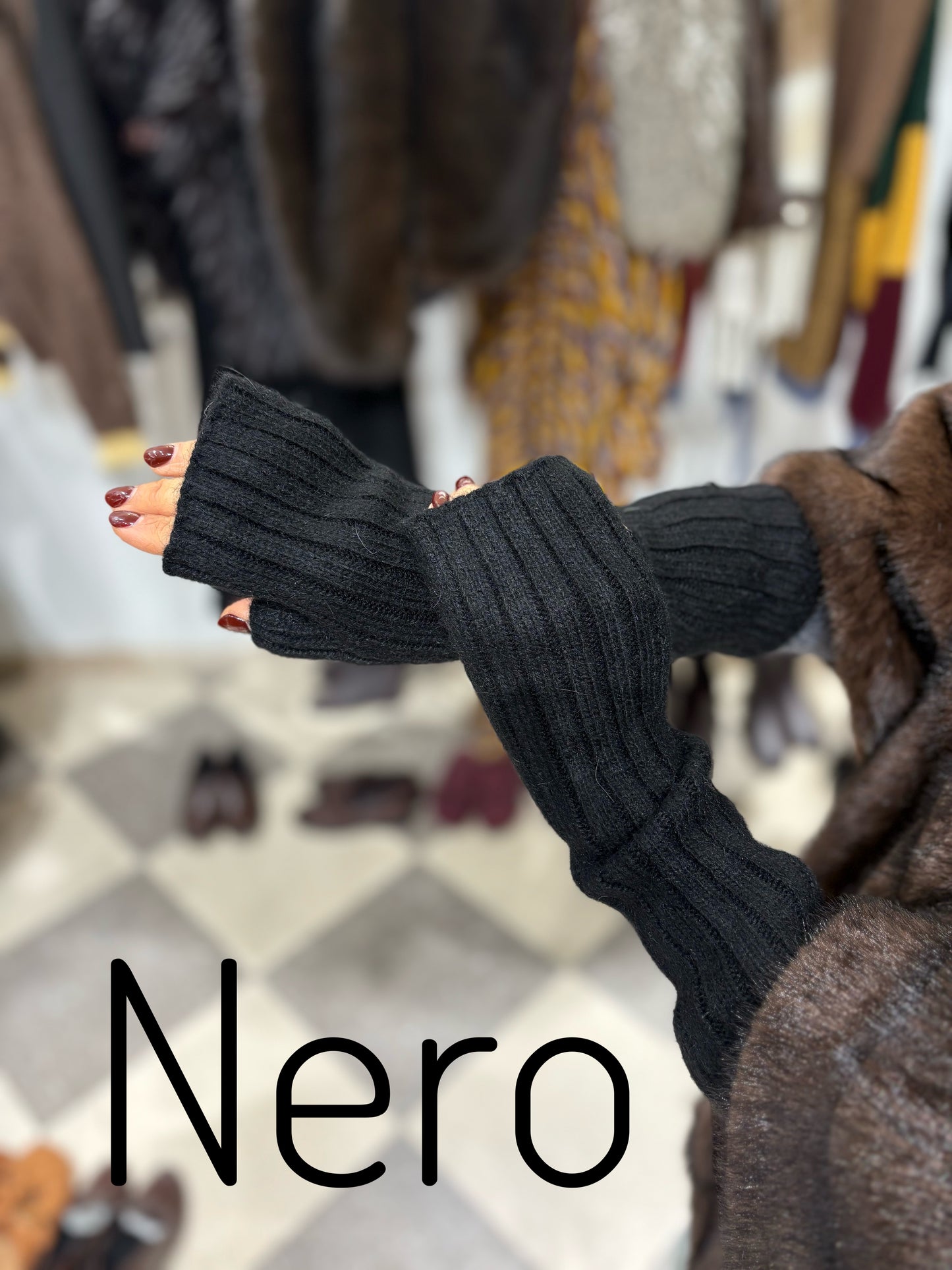 Manicotti in lana e viscosa