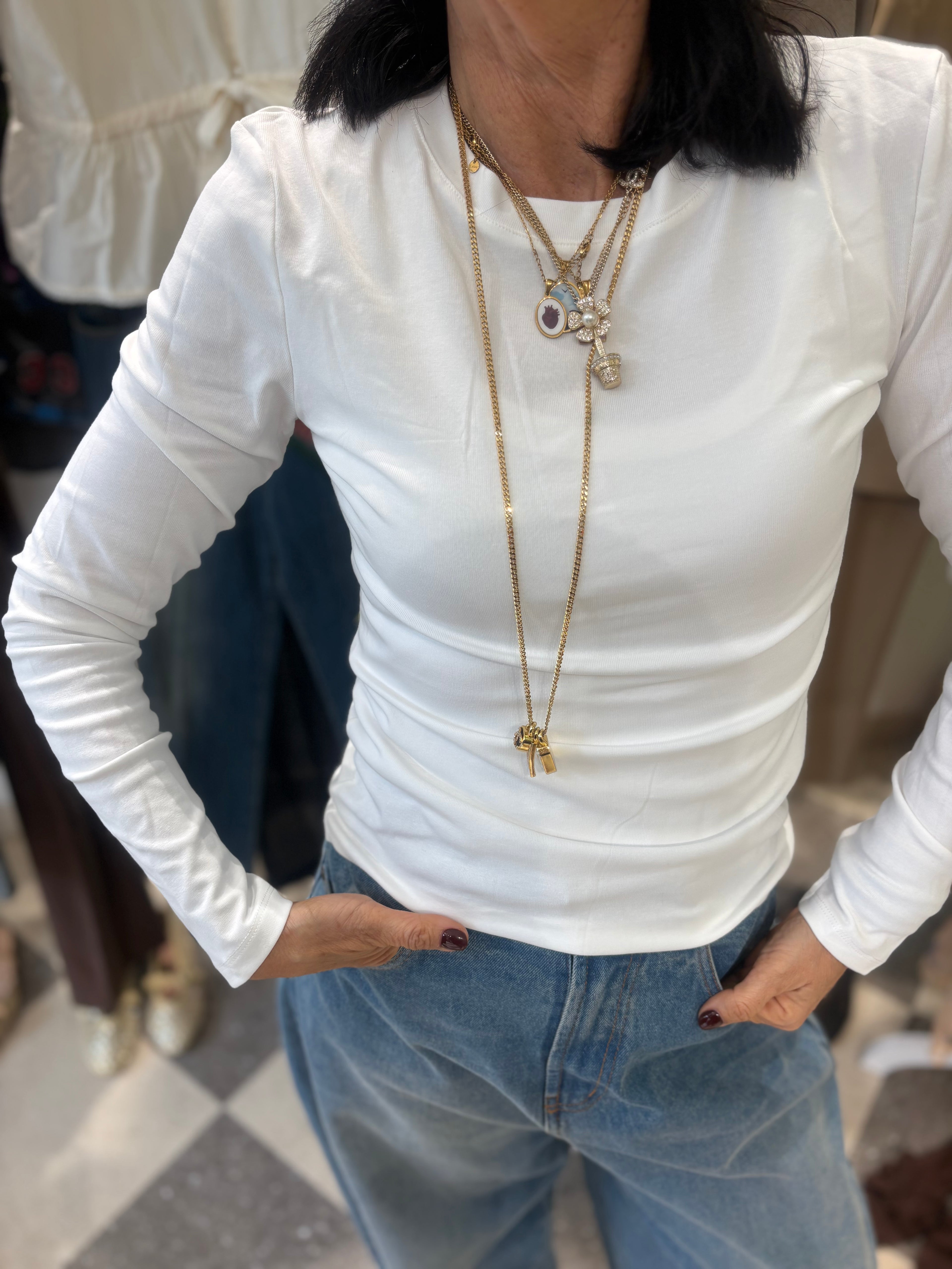 T-shirt manica lunga cotone elasticizzato