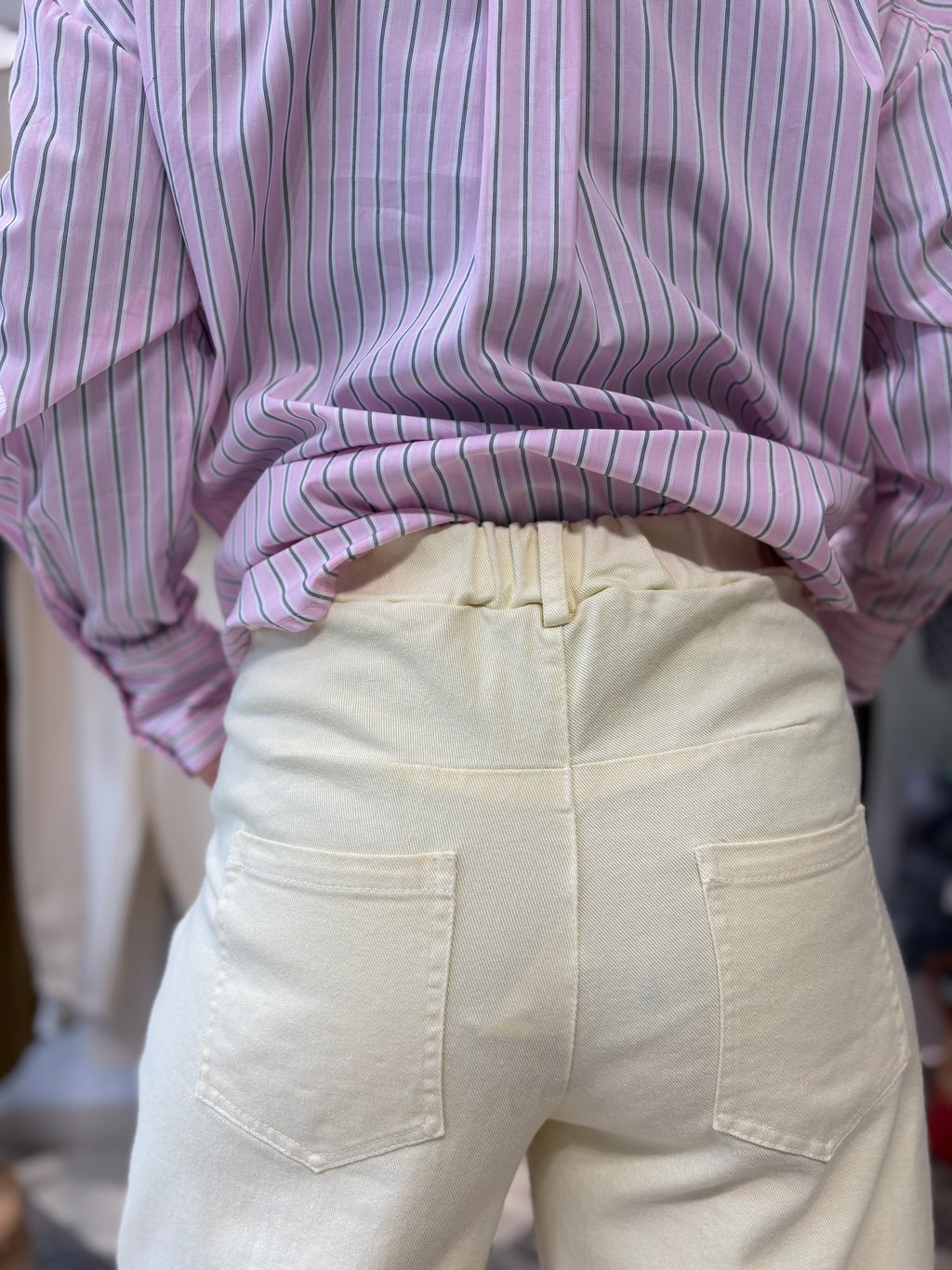 Motel | denim butter yellow leggermente barrel