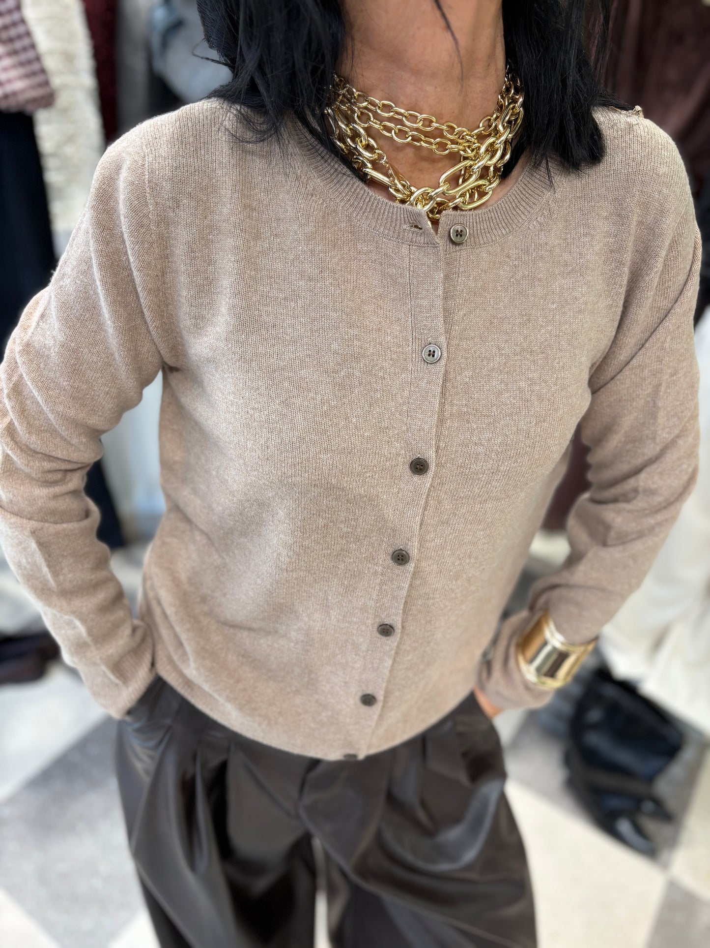 Golfino beige in misto cashmere