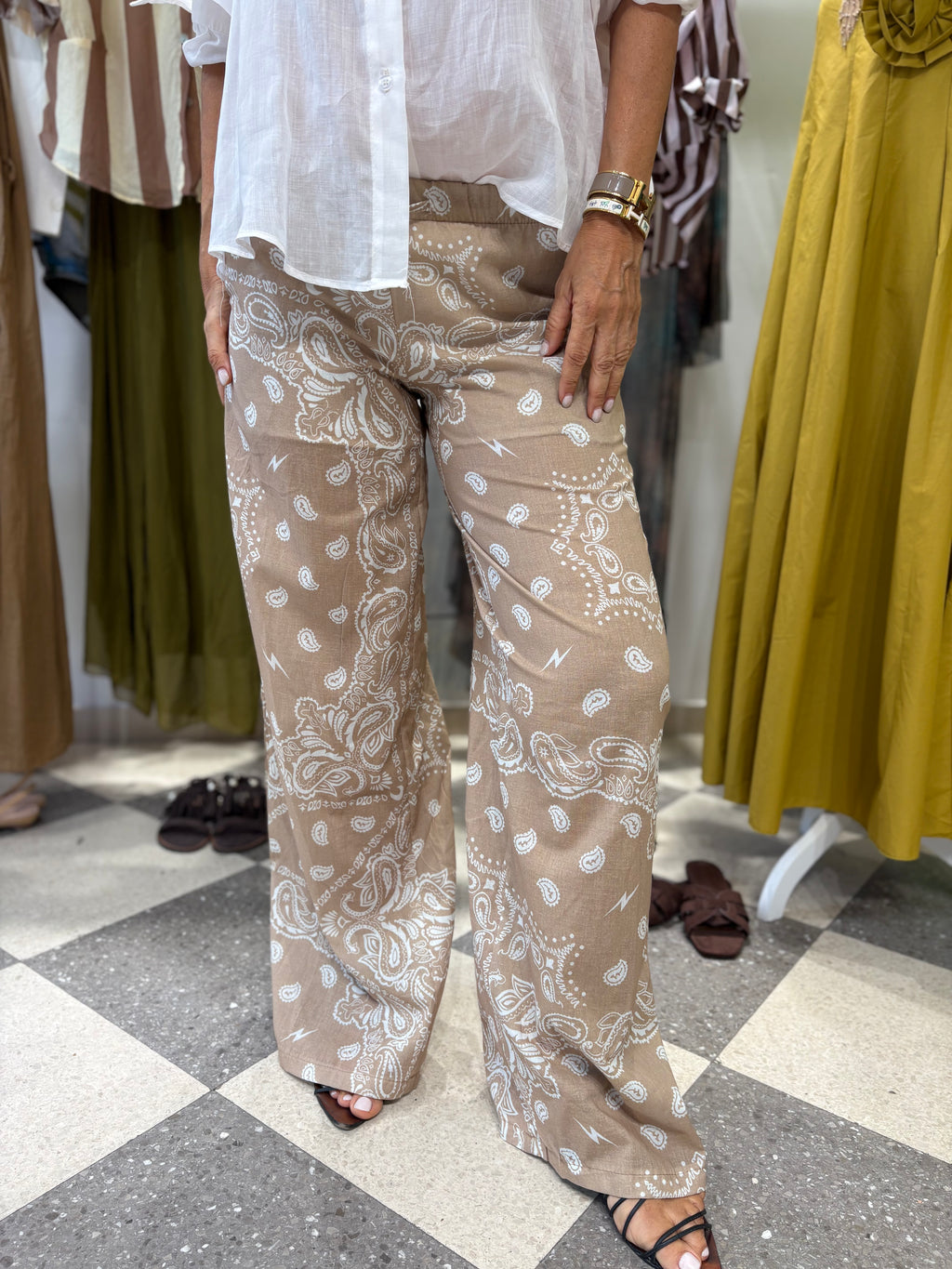 Pantalone bandana beige