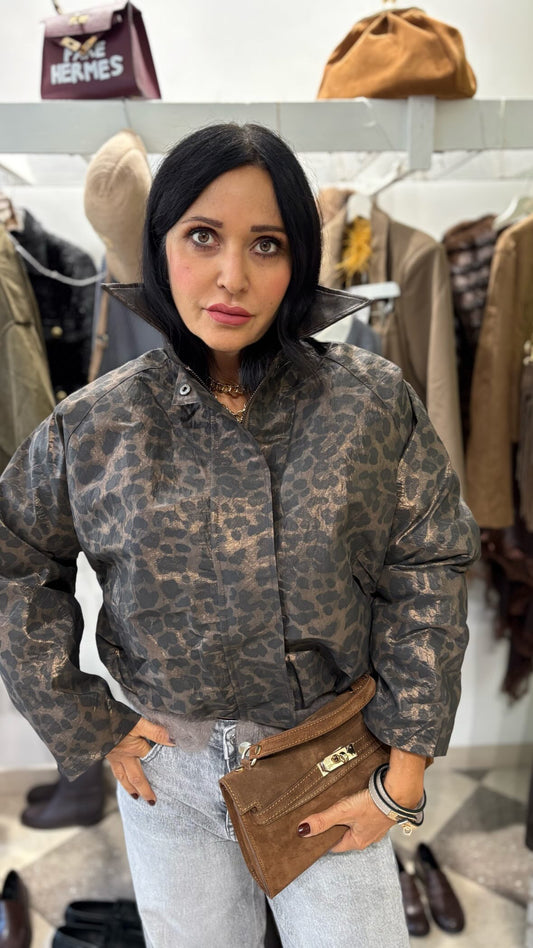 Bomber animalier effetto laminato