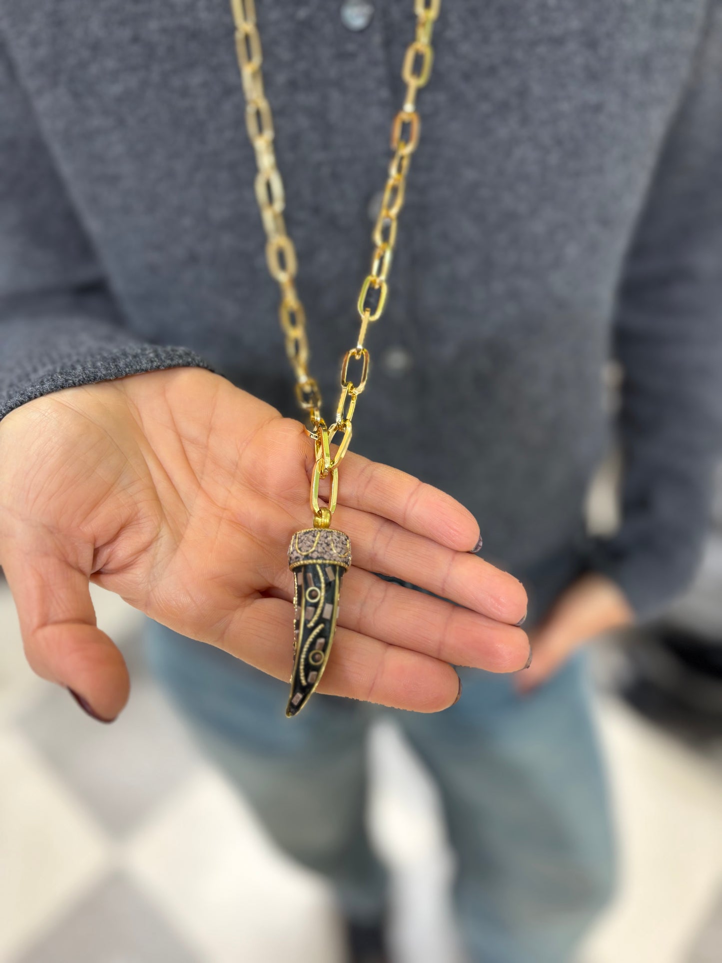 Collana corno tortora