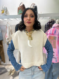 Gilet in 100% cotone panna