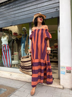Abito maxi righe sunset 100% cotone