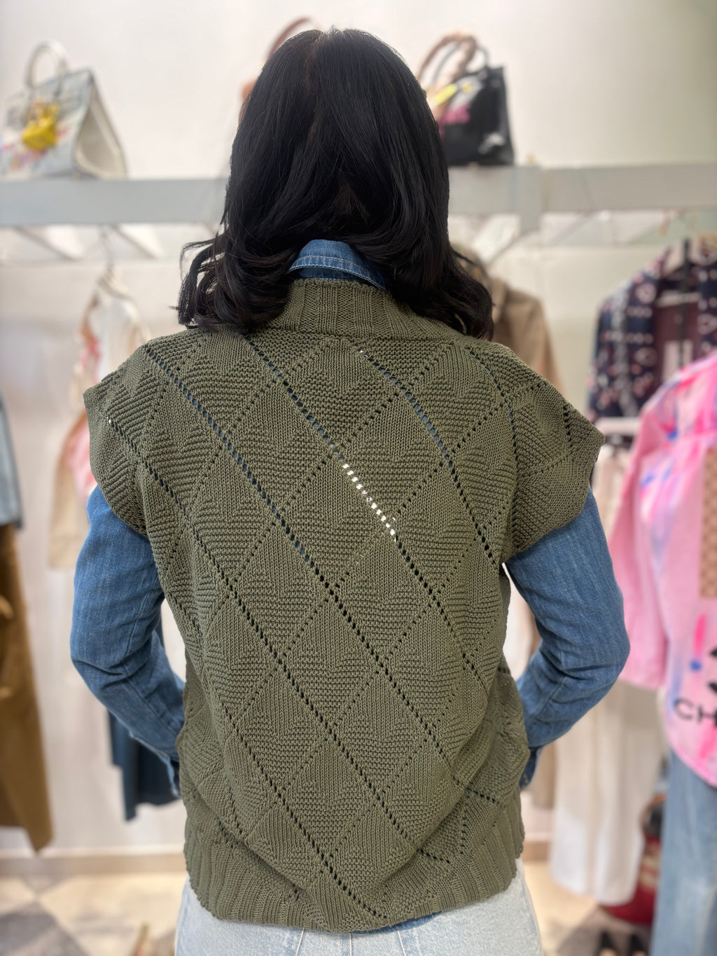 Gilet in 100% cotone verde kaki