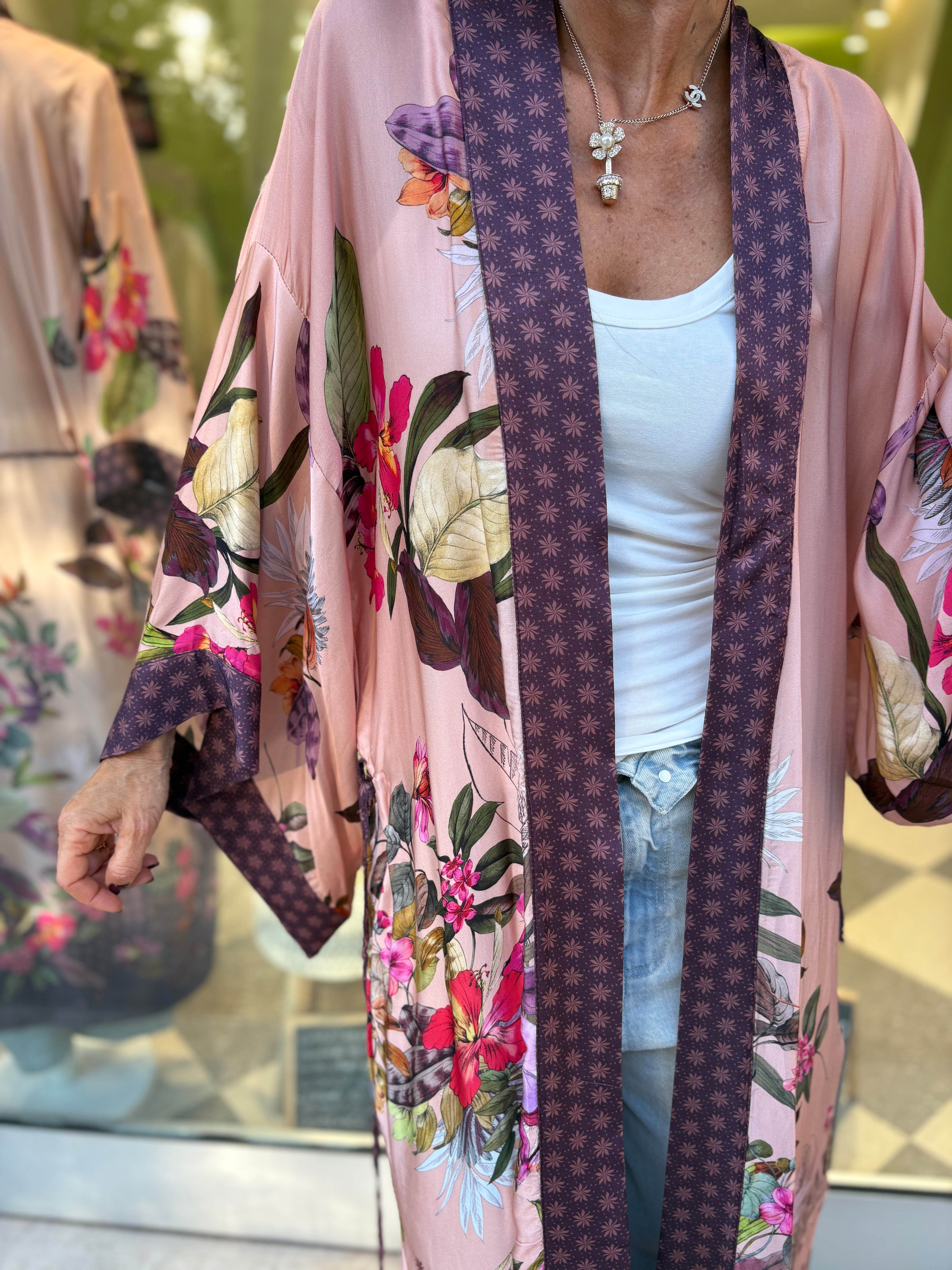 Kimono floral Rosa