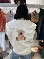 Gilet white denim teddy
