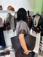 Maxi bag in pelle intrecciata