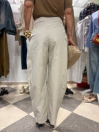 Pantalone balloon vita alta - ghiaccio