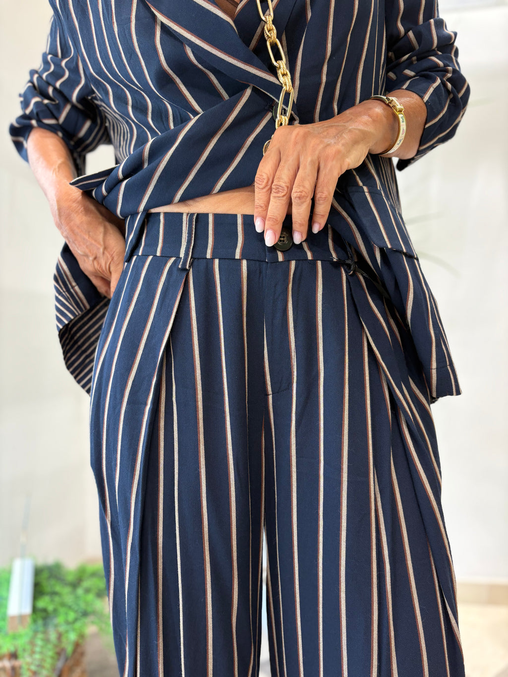 Pantalone palazzo gessato