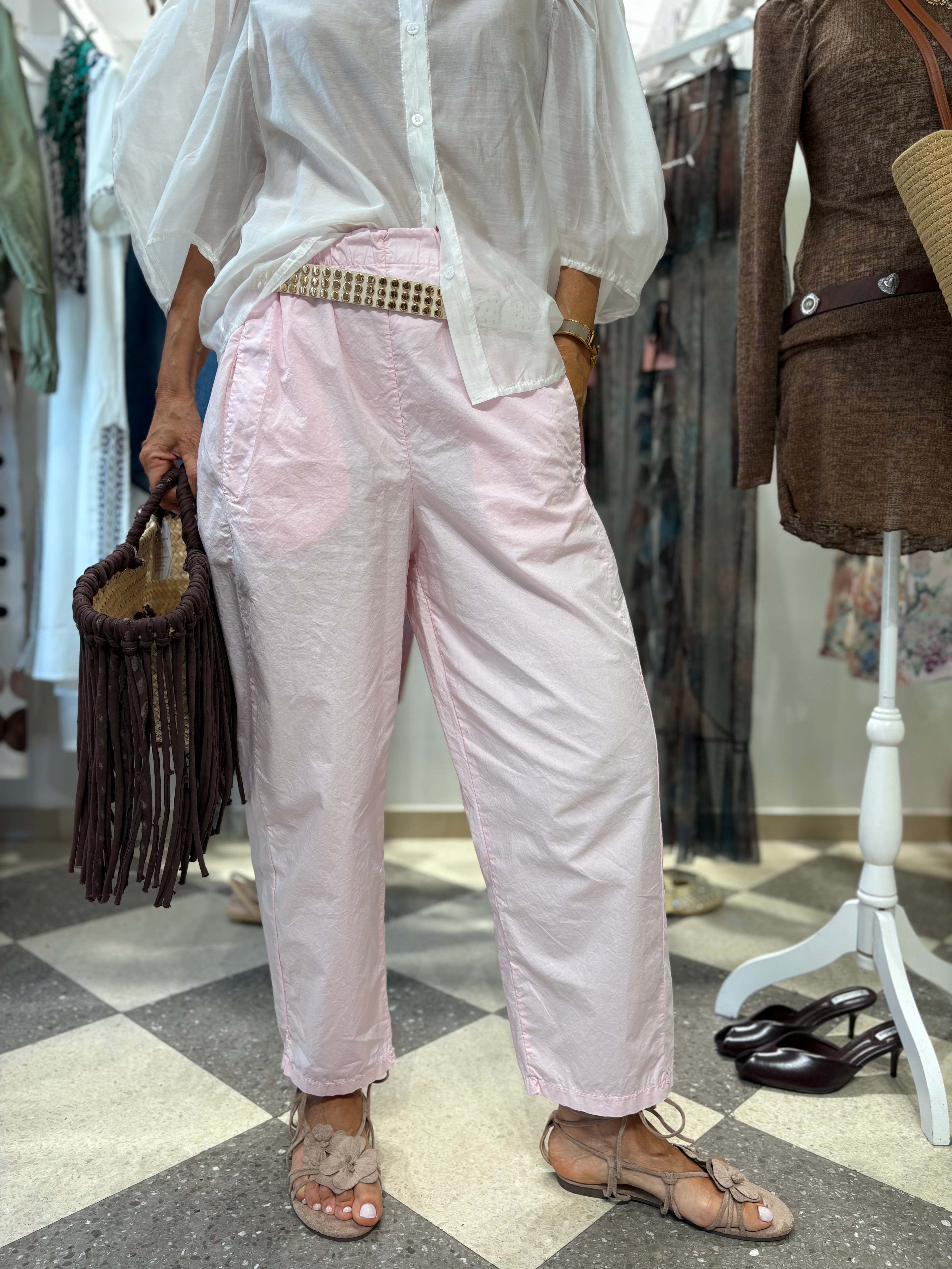 Pantalone con elastico in vita in cotone
