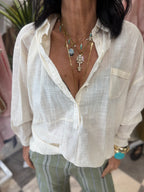Camicia over 100% cotone burro