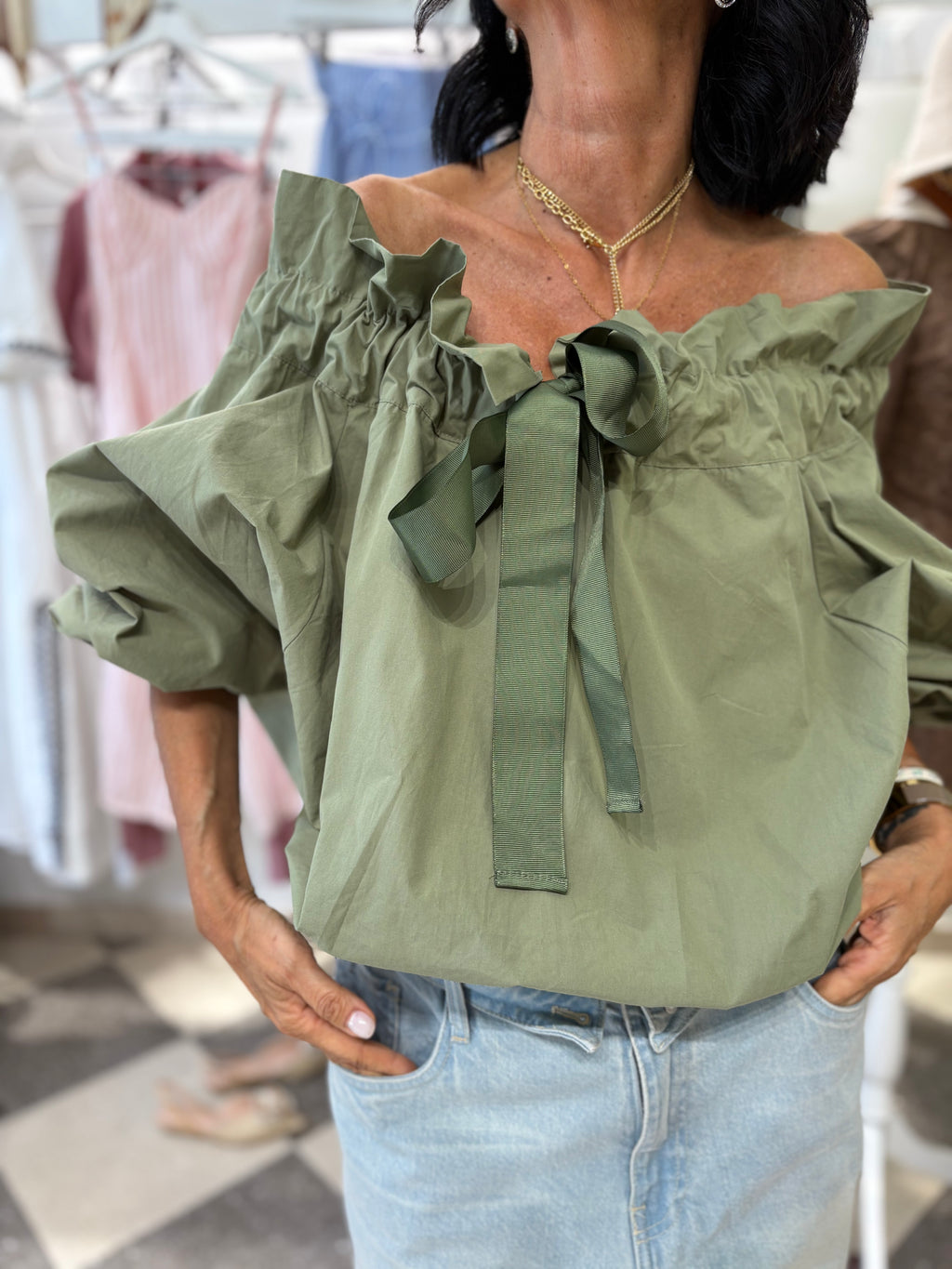 Camicia fiocco sage