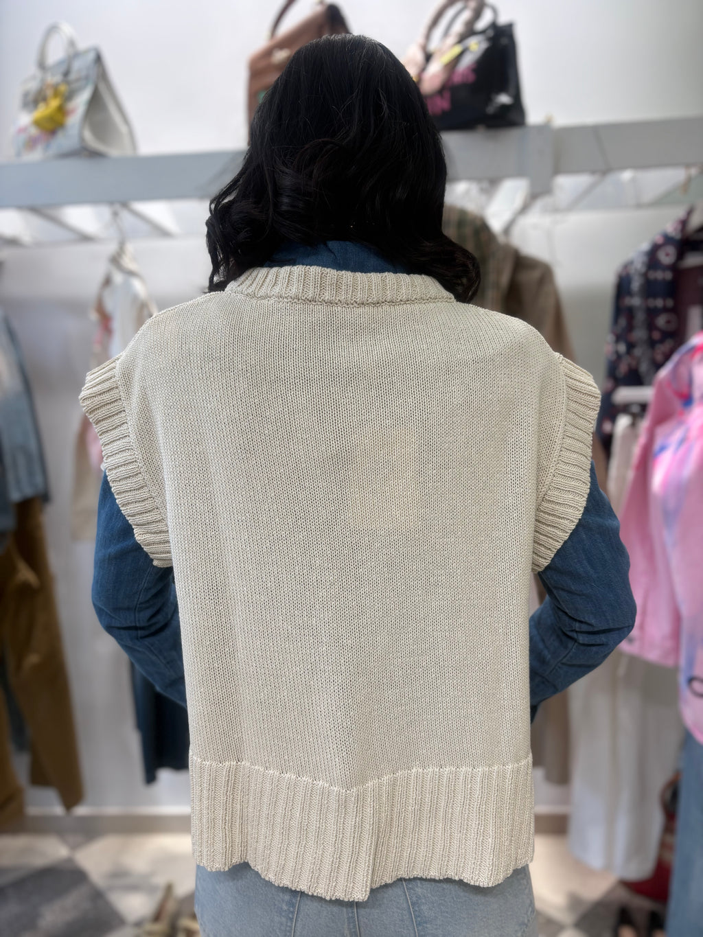 Gilet in 100% cotone panna