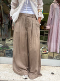 Pantalone palazzo gessato - Tortora