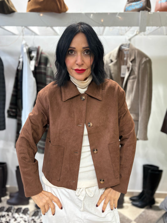 Giacca in eco daino tabacco