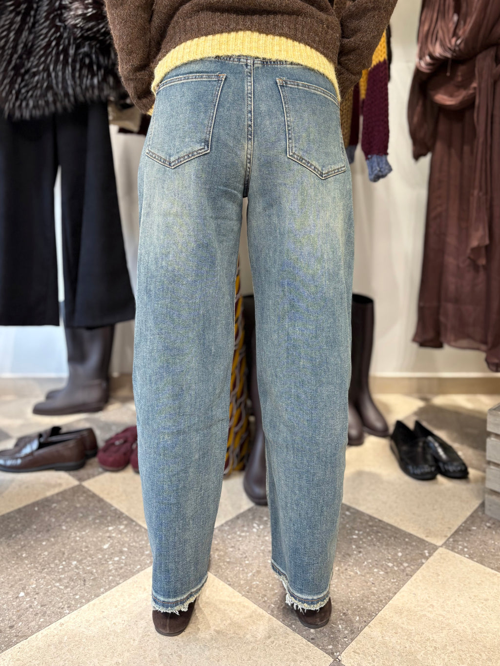 Denim balloon cropped