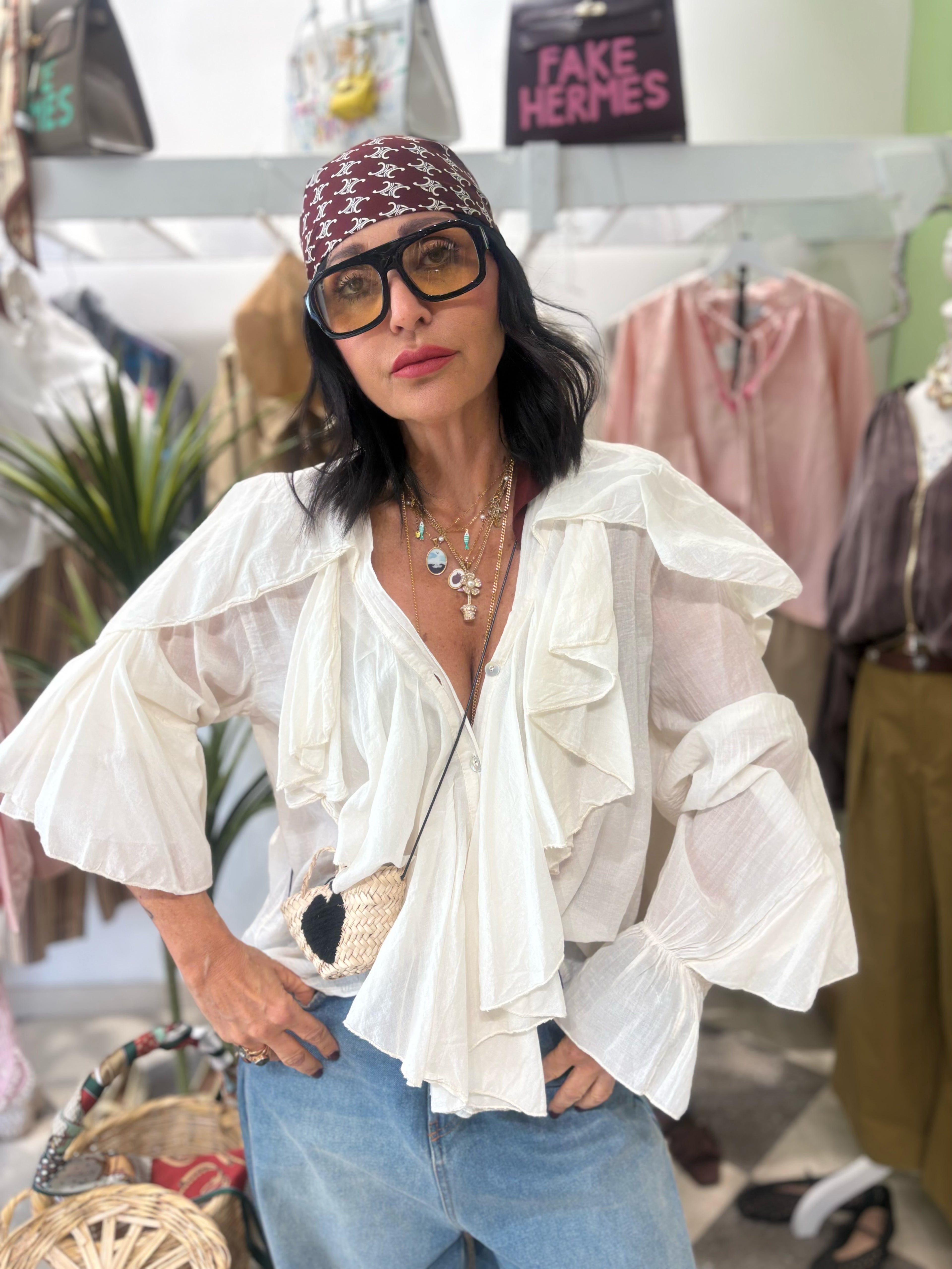 Blusa romantica panna