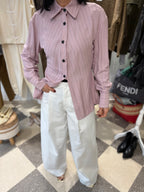 Camicia rosa a righe fit slim