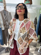 Cardigan crochet con maxi paillettes