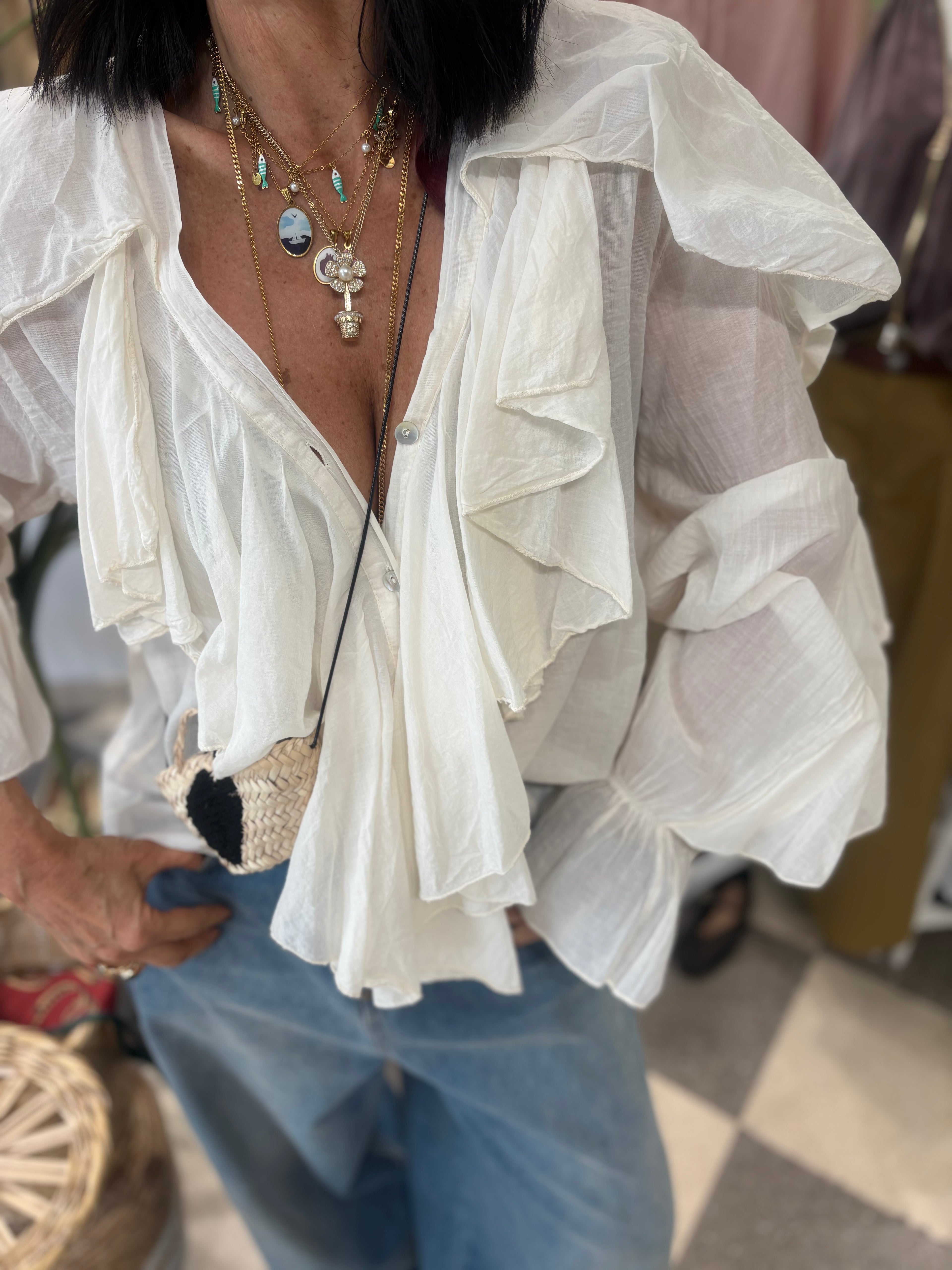 Blusa romantica panna