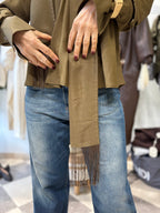 Blusa Satin con skinny scarf Verde Oliva