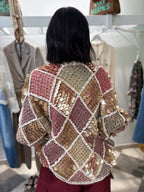Cardigan crochet con maxi paillettes