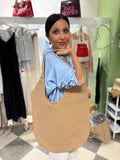 Maxi shopper intrecciata sabbia