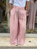 Pantalone palazzo gessato - Rosa