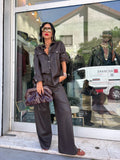 Pantalone in ecopelle intrecciata