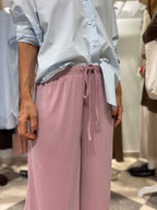 Pantalone palazzo micro riga rossa