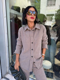Camicia oversize in velluto a coste
