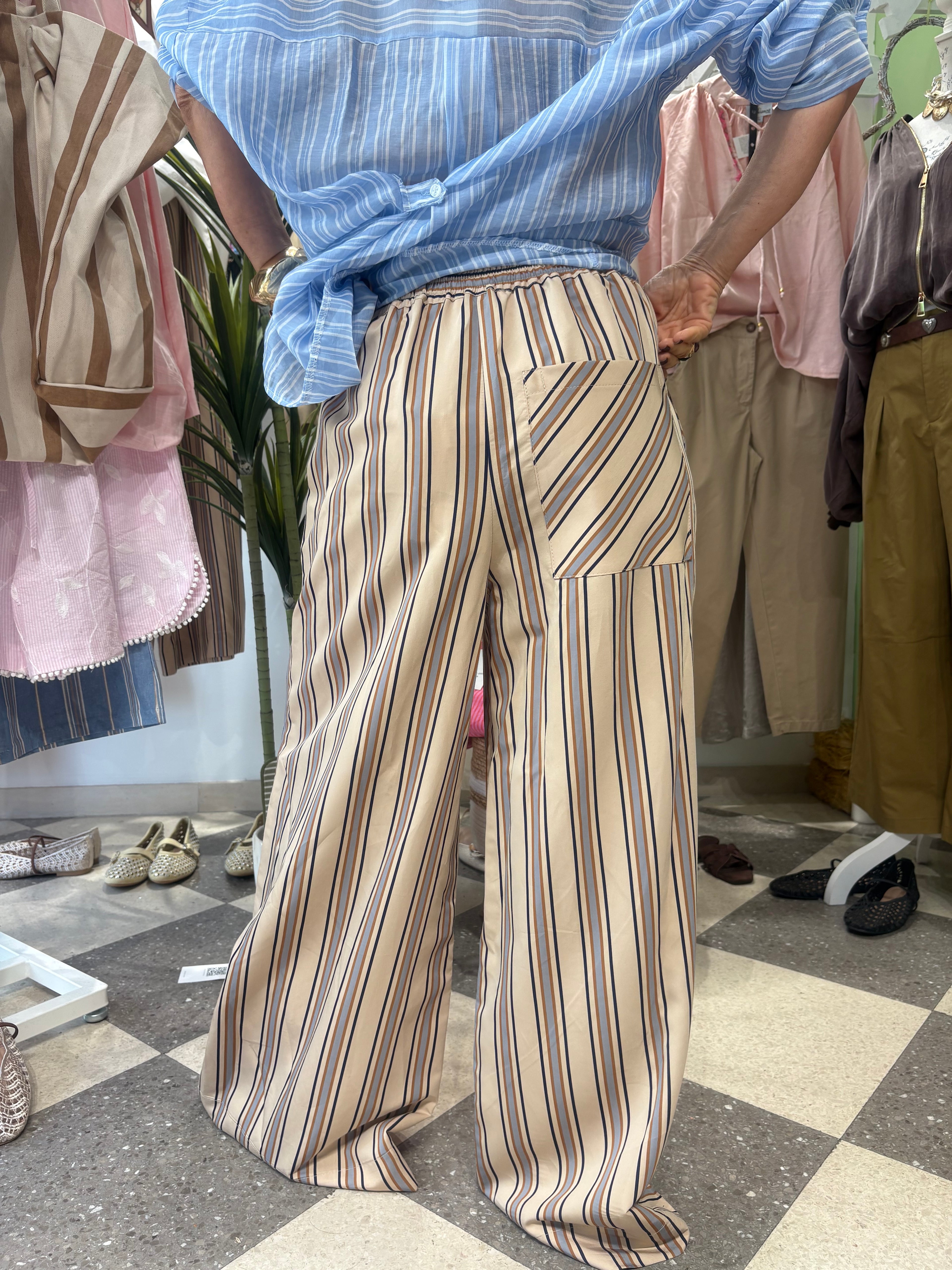 Pantalone palazzo multi righe