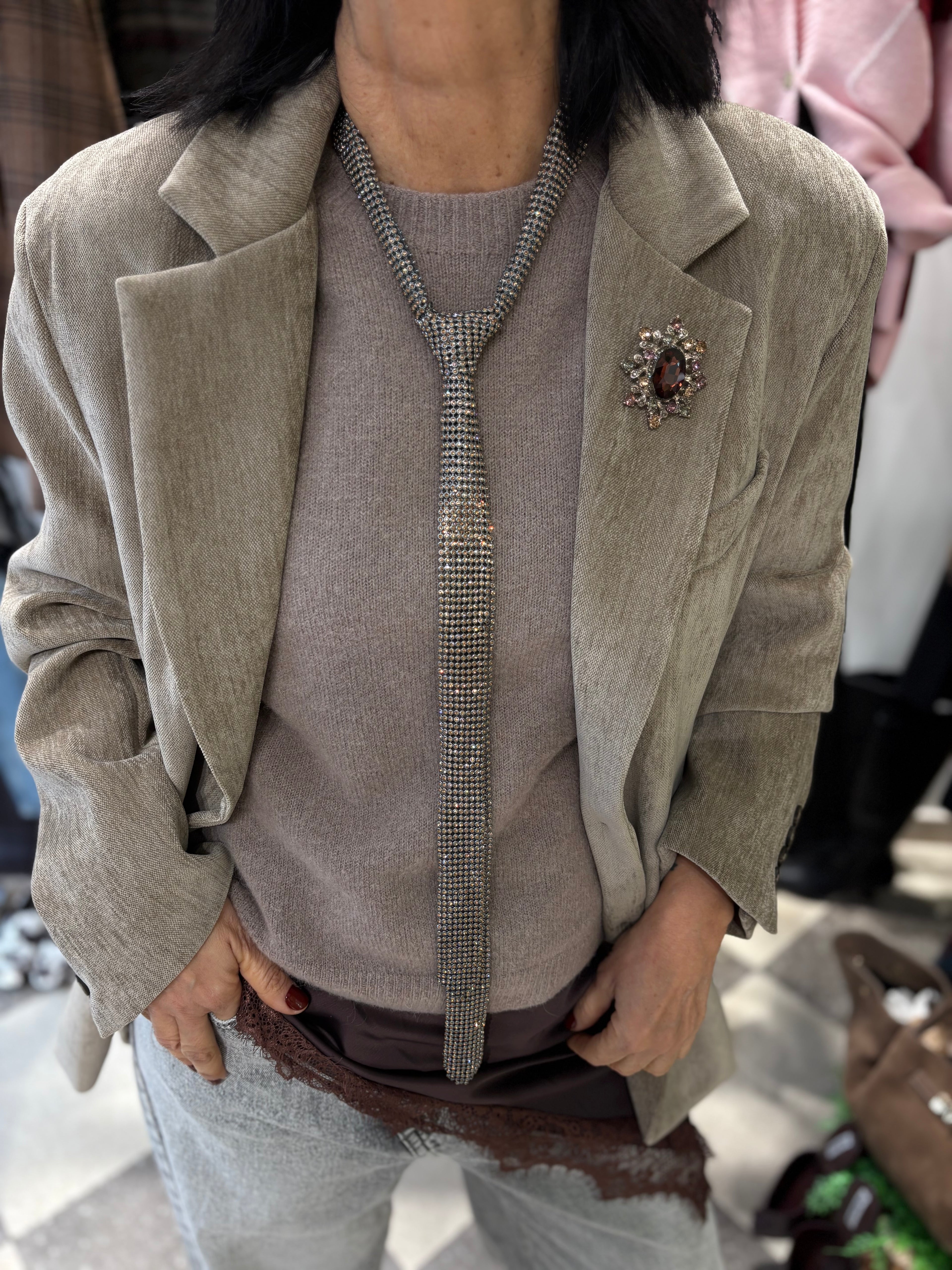 Cravatta shimmer silver