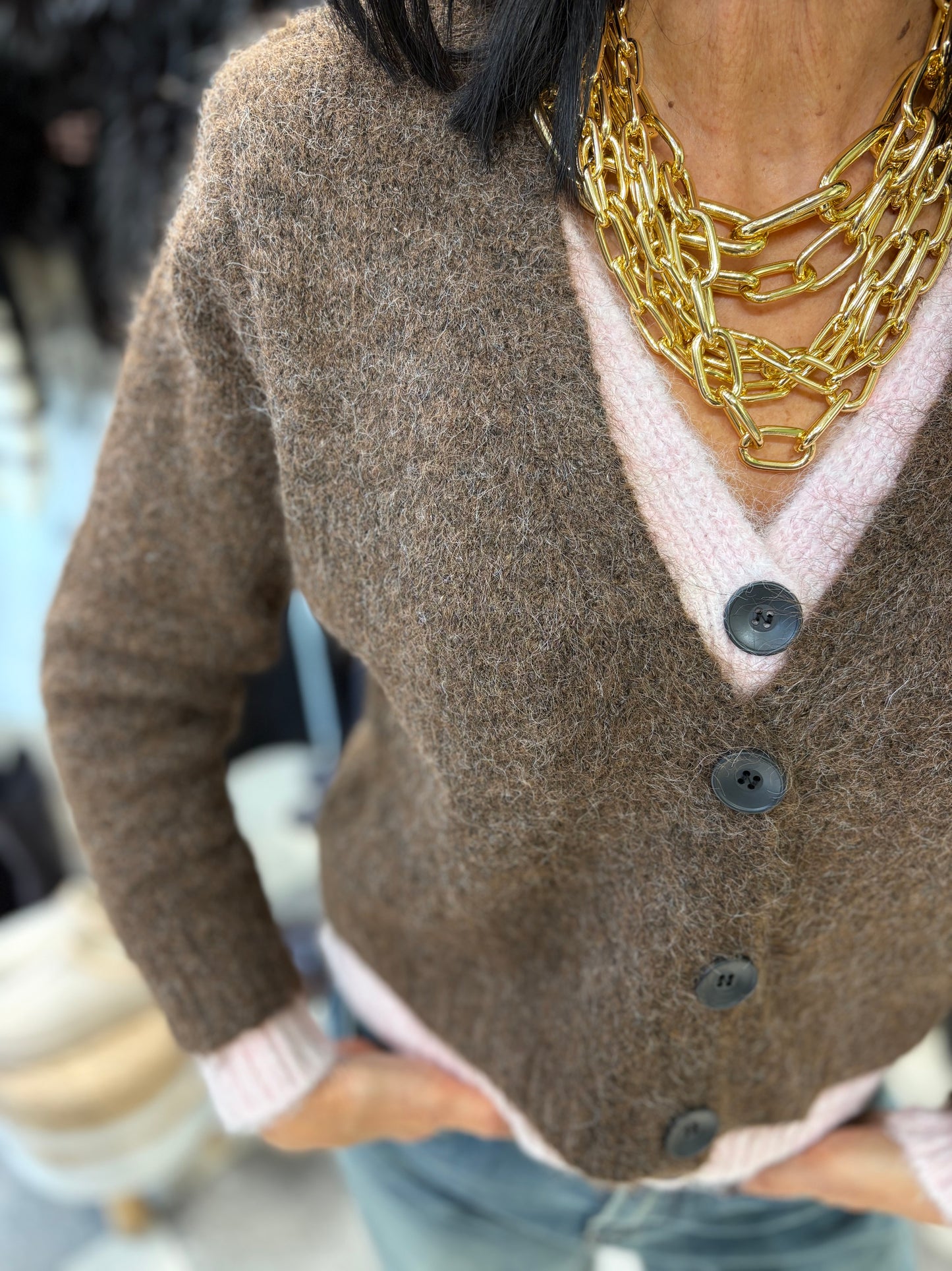 Cardigan double pink