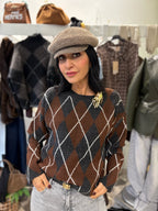 Maglione girocollo struttura rombi