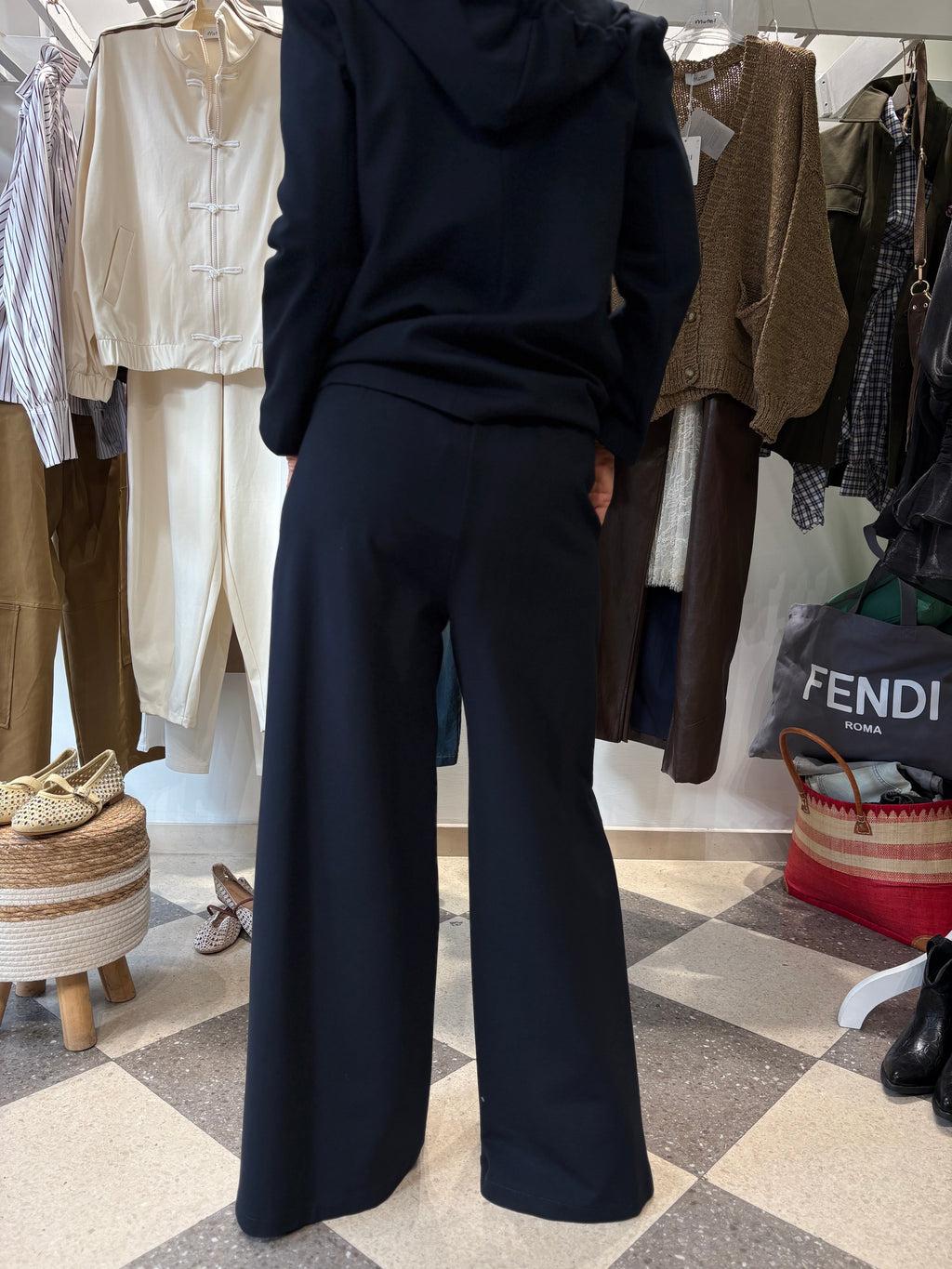 Motel | pantalone palazzo punto Milano blu navy