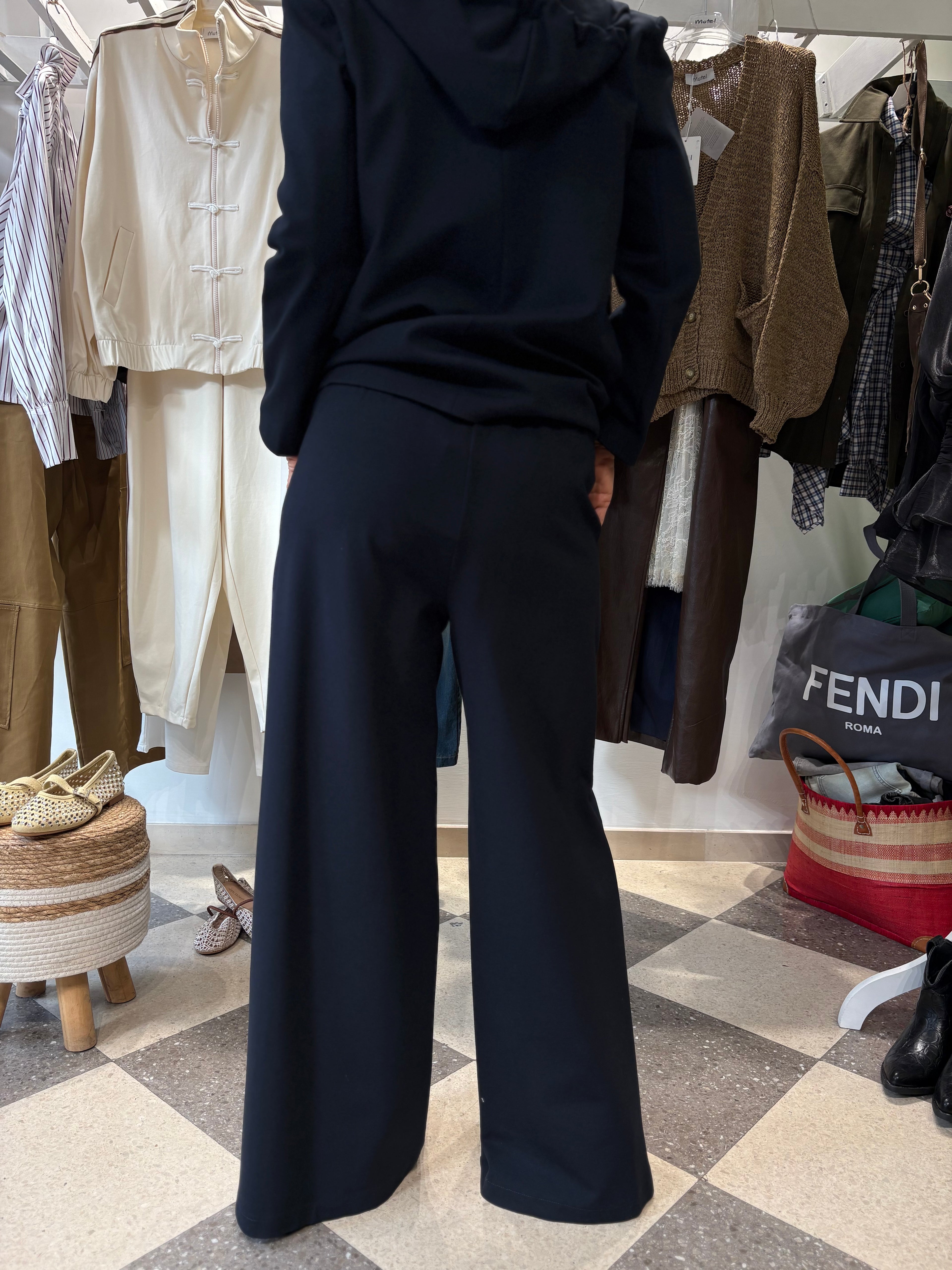 Motel | pantalone palazzo punto Milano blu navy