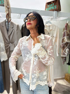 Camicia in pizzo ricamato