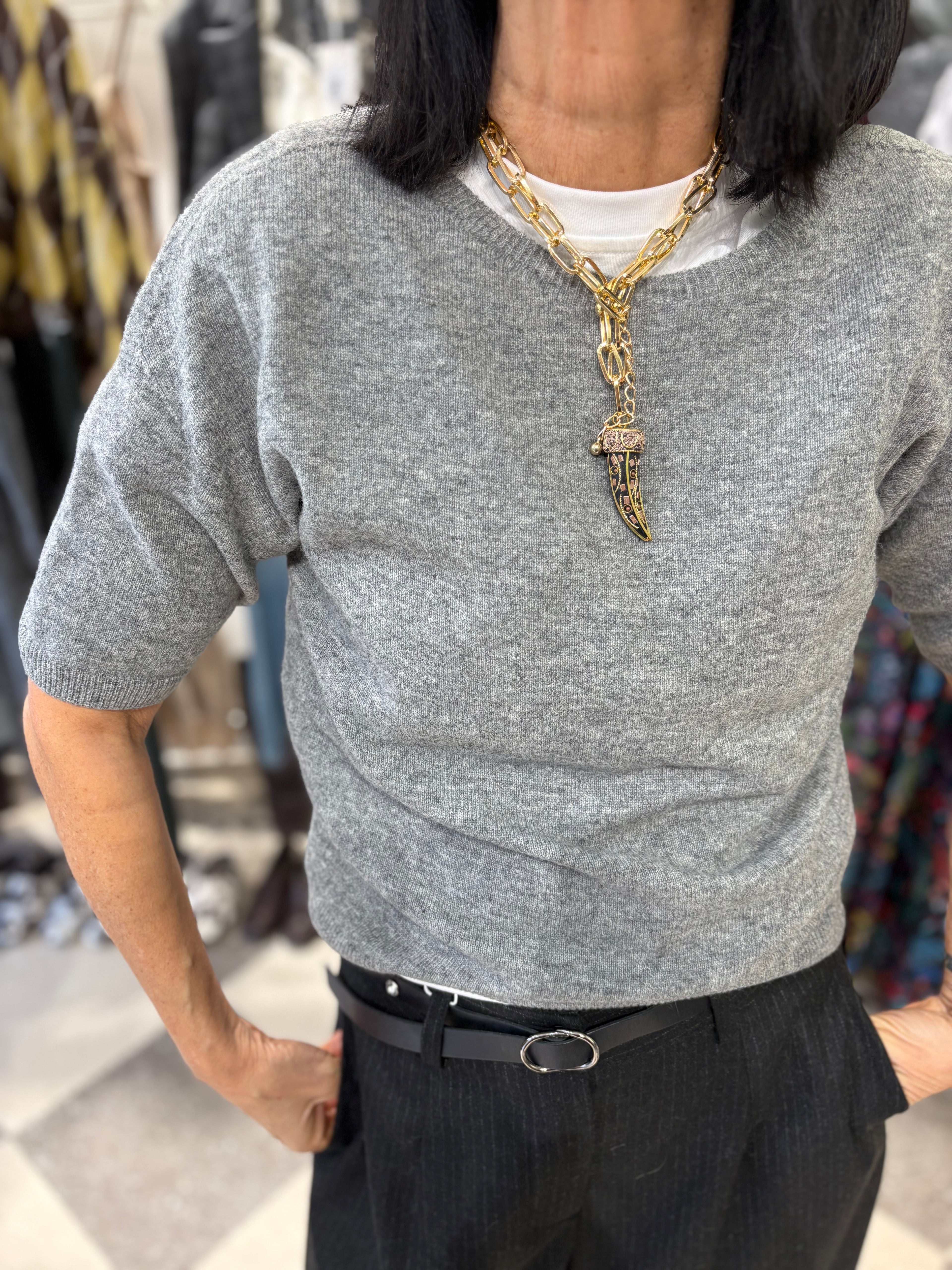 Maglia rasata light in misto cashmere